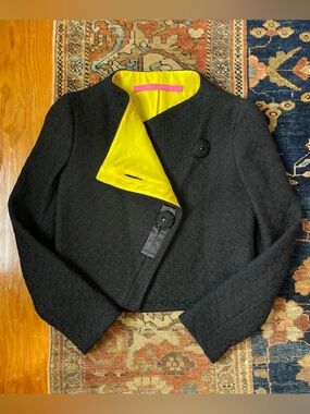 Emanuel Ungaro Cropped Wool Asymmetrical Blazer